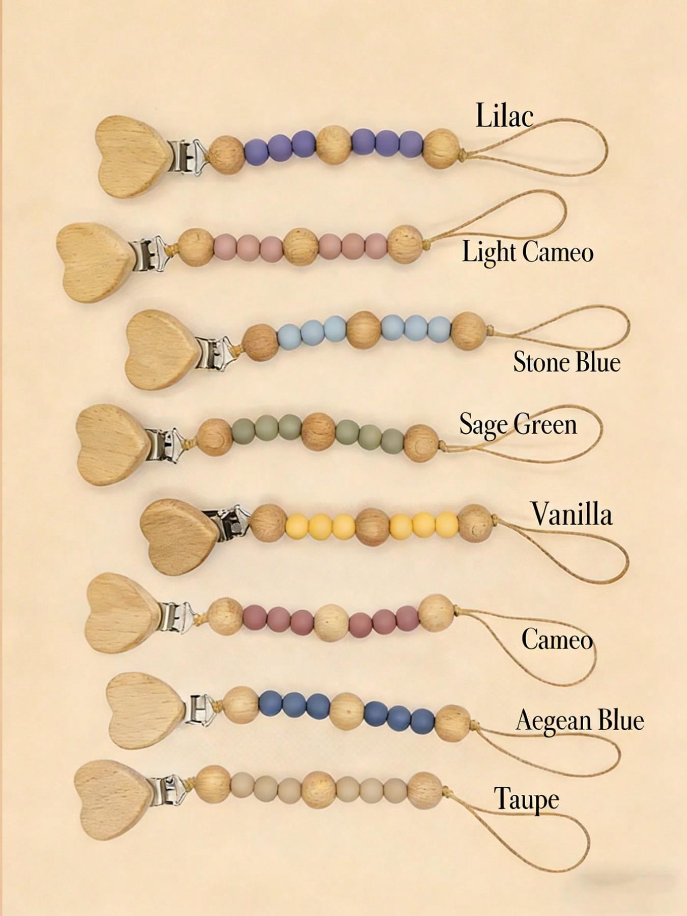 Cute Pacifier Clip & Chain Set, Perfect Gift for Friends, Comfortable Wooden Chain, Holiday Birthday New Year Gifts, Unique Present Idea