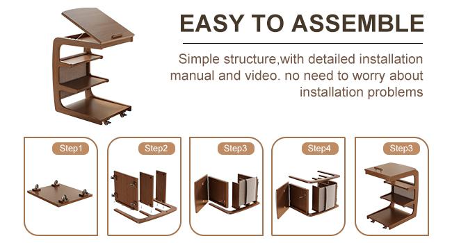 【HOT】Rolling Side Table – Solid Wood Mobile Side Table with Wheels, Adjustable Sofa Table for Living Room, Bedroom, and More, Trending Pick, Influencer Favorite