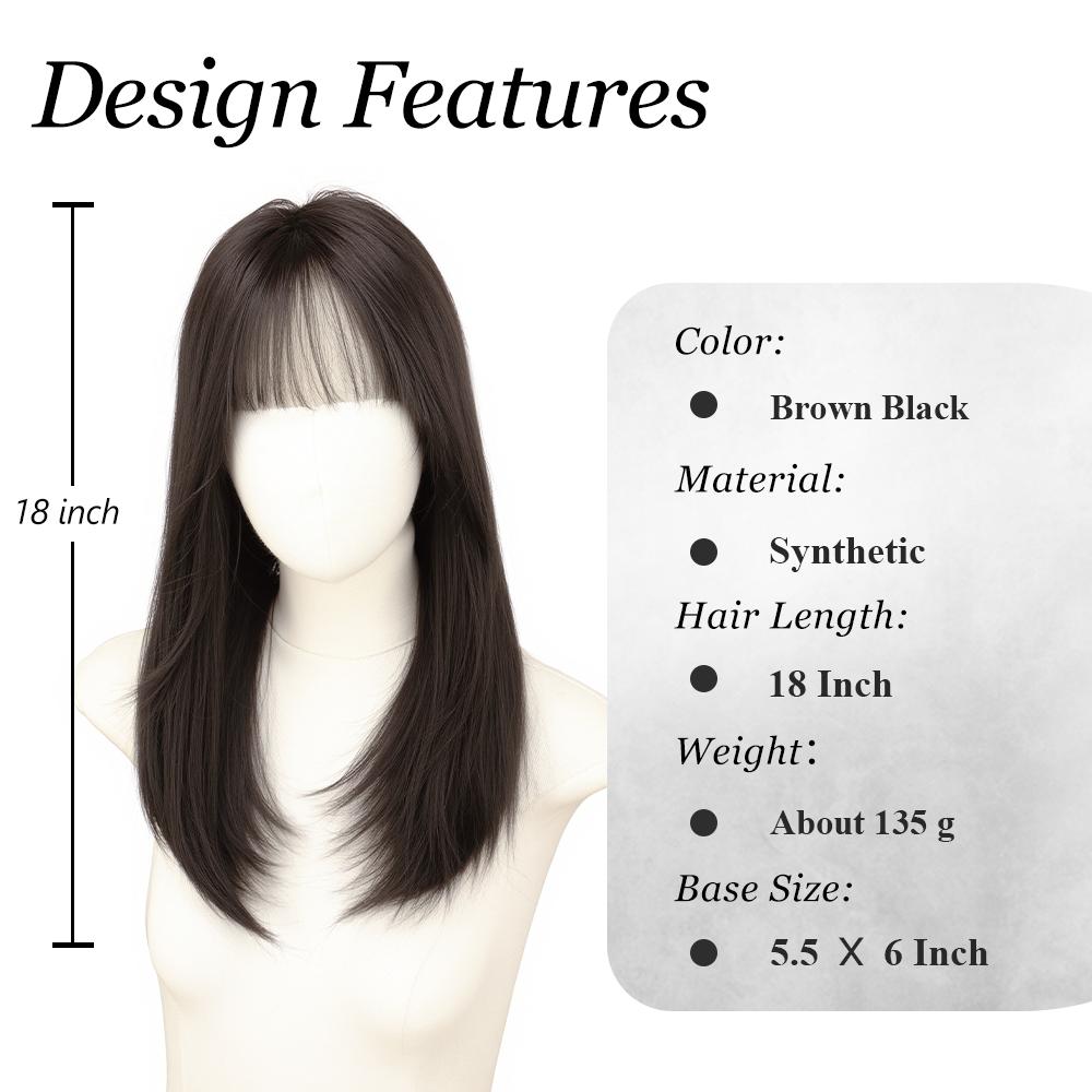 ONLYCUTE Hair Topper with Bangs 18 inch Synthetic Slightly layered Hair Piece No Wig Cap Required Large Hair Piece Natural Invisible hair toppers for Women ONLYCUTE Hair Topper with Bangs 18 inch Synthetic Slightly layered Hair Piece No Wig Cap Required Large Hair Piece Natural Invisible hair toppers for Women