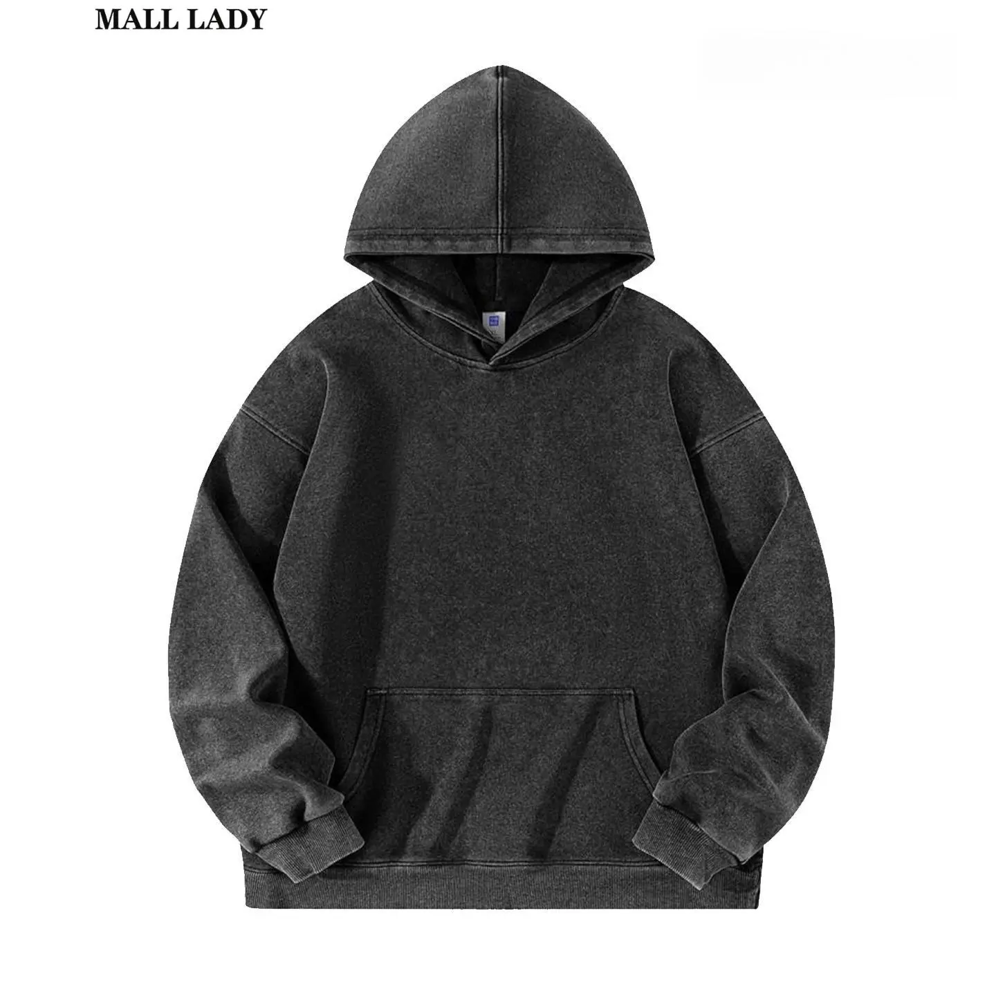 Classic Vintage Acid Wash Hoodie - Unisex Oversized Sporty Long Sleeve Pullover in a Soft Cotton Blend, Simple, Stylish, Longsleeves, Loose, Plain, Sweatshirts, Menswear, Tops, Great For Jogging And Gym, Casual Days, Easy Style