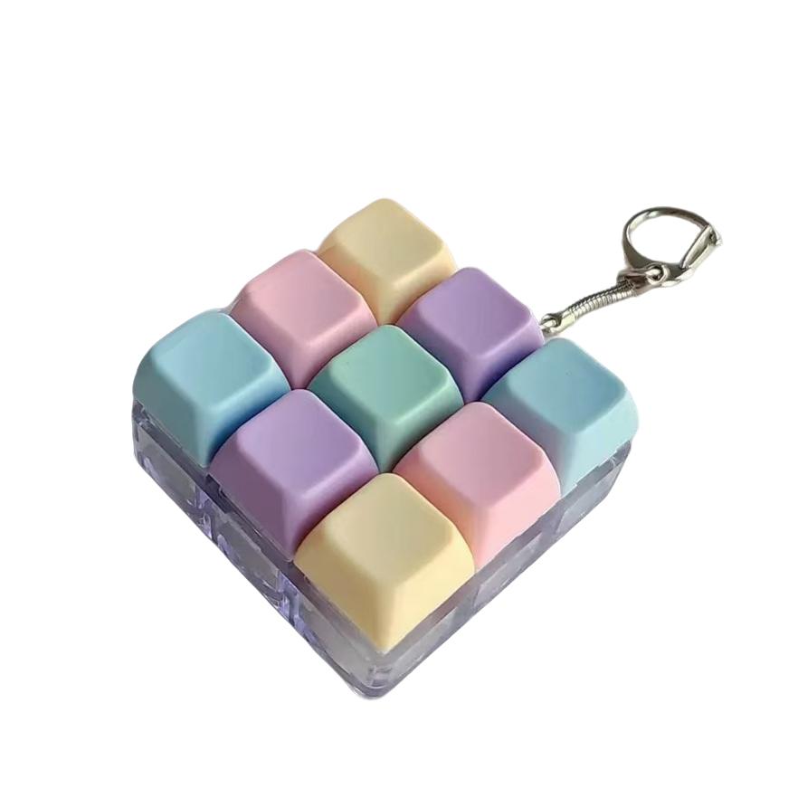 Unique Press-Down Keychain, Unisex Multi-Color, No Glow, Stress Relief Finger Toy, Fun Accessory, Gift Ornament, Keycap Pendant, Fidget Keyring