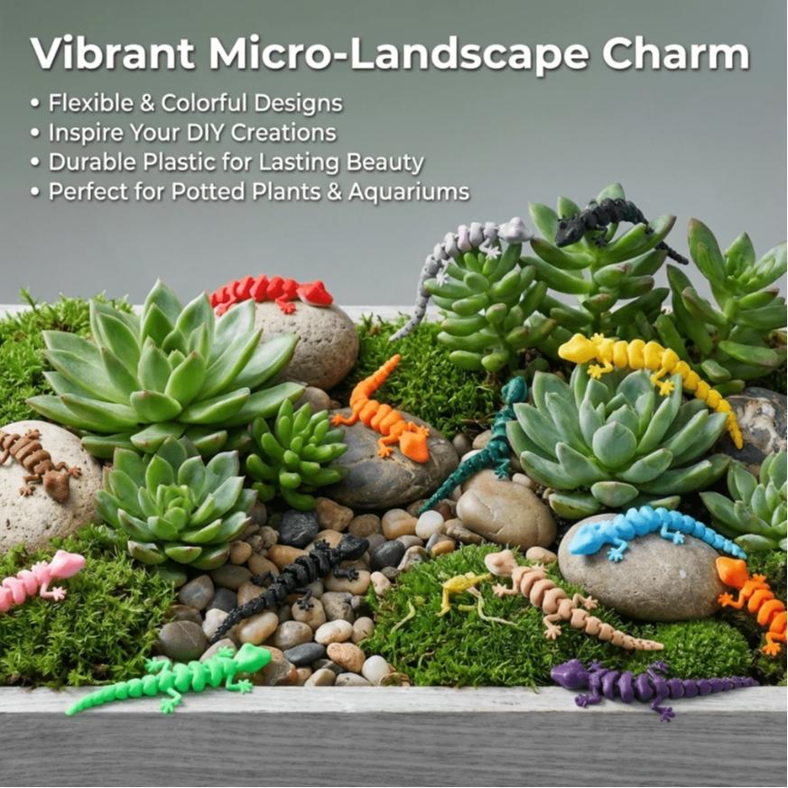 5pcs Mini Lizard Decorations, Natural Style Micro Landscape, Plastic Material, Indoor Aquarium Decoration, DIY Hobby Essentials