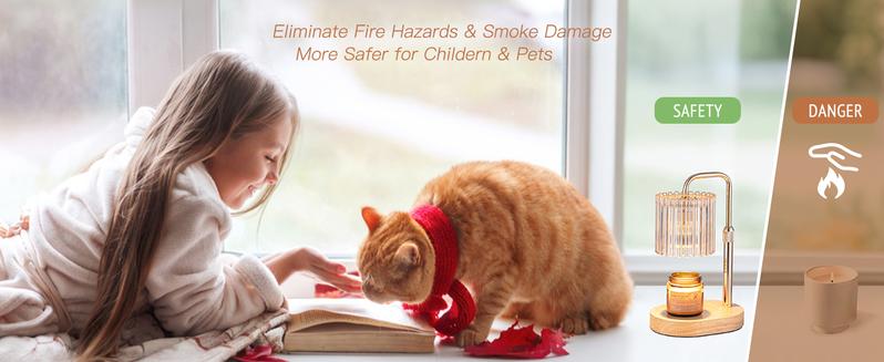 Crystal Vertical Stripe Candle Warmer Lamp with Timer, Height Adjustable Wax Melt Dimmable with 2 Bulbs Modern Bedroom Decor for Women, Home Decoration Home Accessories, Valentine's Day Gift