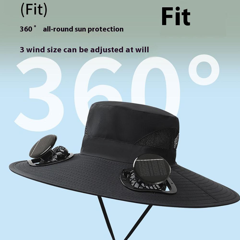 Solar Fan Hat, Hat with Solar Fans Built in，With2PCS Rechargeable Cooling Fan, Suitable for Outdoor Fishing, Camping