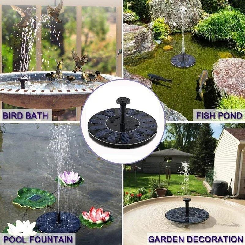 Solar Bird Bath Fountain with LED Lights, 7V Floating Solar Water Pump with 6 Nozzles, Weather-Resistant Outdoor Water Feature for Garden, Pond, Pool, Patio and Yard Decor
