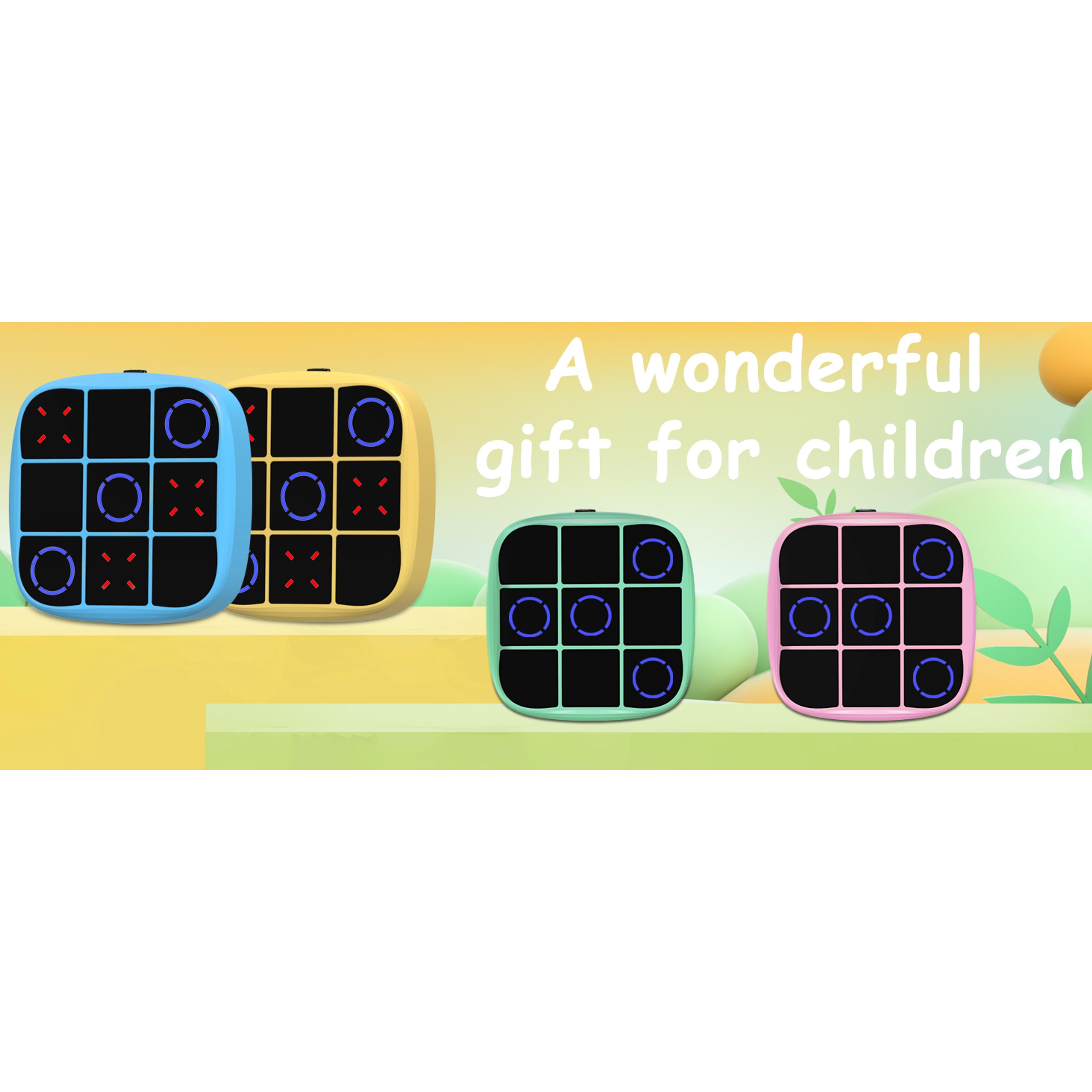 4-in-1 Handheld Puzzle Games Console, Electronic Tic-Tac-Toe Game for Educational and Memory Growth, Portable Travel Games for Car Ride, Board Games for Kids and Adults (Cyan)fidget toys