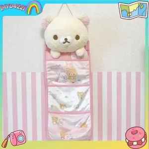 Kawaii Rilakkumas Wall Hanging Storage Bag Cartoon Rilakkumas Bear Door Hanging Bag Large Capacity Sundries Storage Bag Gift