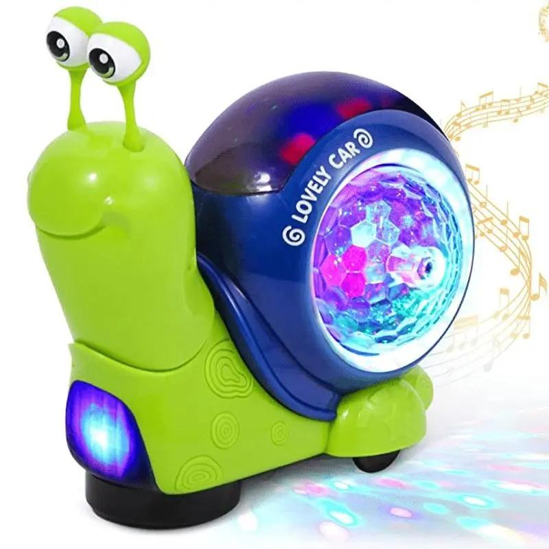Interactive Musical Light-Up Snail & Hermit Crab Toy, Unisex Sensory Educational Gift for Kids (Batteries Not Included)