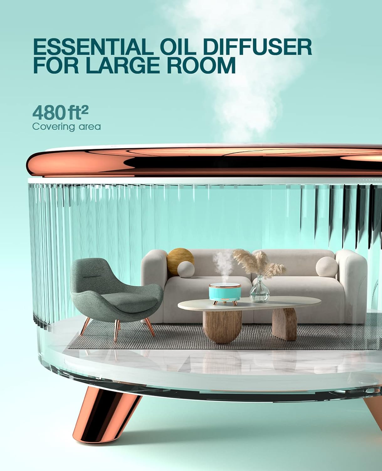 500ML Large Capacity Aromatherapy diffuser, Essential Oil Diffuser, Ultrasonic Aromatherapy Machine With 7 Color LED Lamp, With Remote Control, Cold Mist Humidifier, Timing Spray, Automatic Shutdown