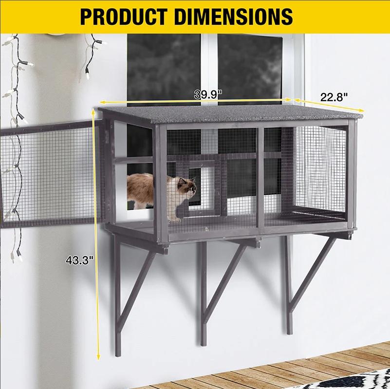 Aivituvin-AIR7016 Wooden Cat Window Catio | Waterproof Roof