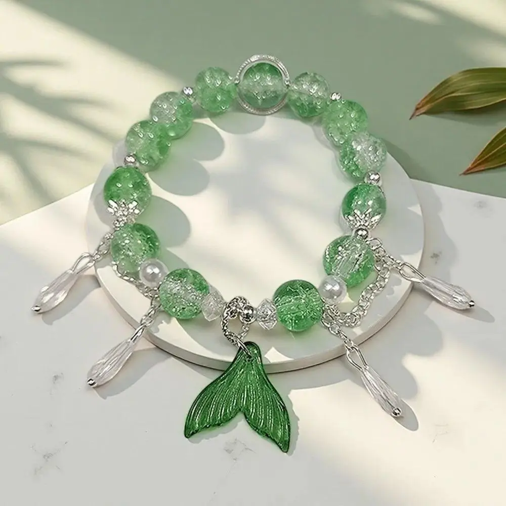 Exquisite Fishtail Crystal Bracelet Colorful Beads Sweet Colorful Beads Bracelet All-match Korean Style Sweet Lucky Hand Chain