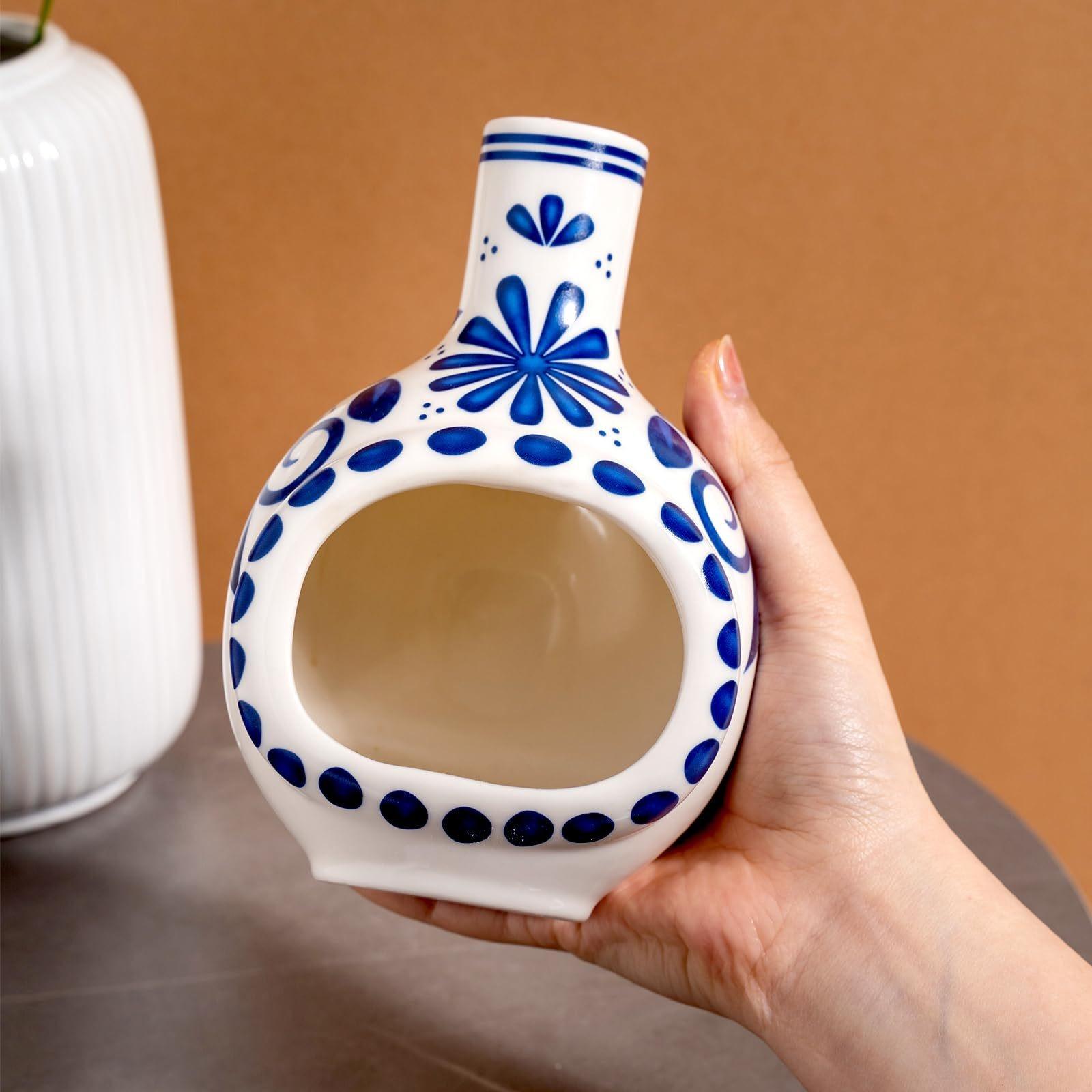 2-Piece set Mini Chimney Incense Burner Set with Round White Ceramic Tray, Handmade Ceramic Palo Santo Sage Holder, Heat-Resistant Decorative Censer for Stick Incense and Smudge, Meditation Yoga Home Decor Spiritual Gift for Relaxation Ritual