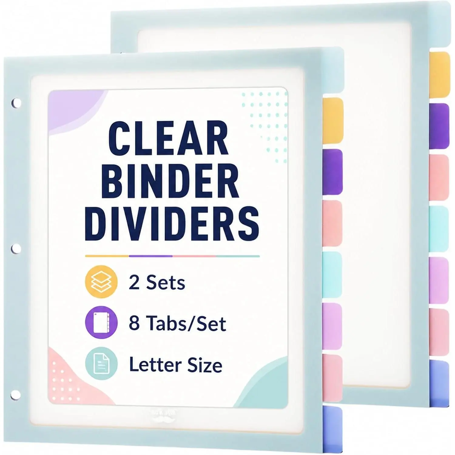 - Clear Binder Dividers with Tabs, 2 Sets, 8 Tabs per Set | Letter Size, Plastic File Dividers for 3 Ring Binders, File Divider with Tab for School, Office &  Organization