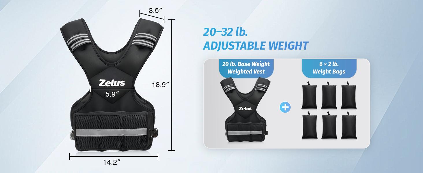 【SpringStatements】ZELUS Weighted Vests, 4-10lbs/11-20lbs/20-32lbs Adjustable Workout Weighted Vest with 6 Ironsand Weights for Men&Women: Motivational Walking, Running,Rucking, Bone Health, Core&Posture Boost | Fitness challenge,Fashion Fest