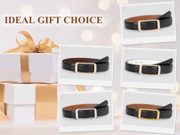 JASGOOD Women Reversible Leather Belt Two-in-One Ladies Fashion Skinny Waist Belt for Pants Jeans  Dresses