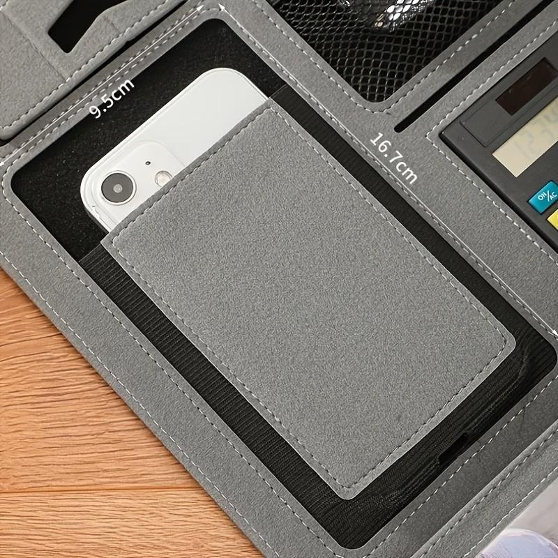 Multifunctional A4 File Folder with Sticky Notes, Office Storage Business Leather Document Manager, Contract Signing Book Office Supplies