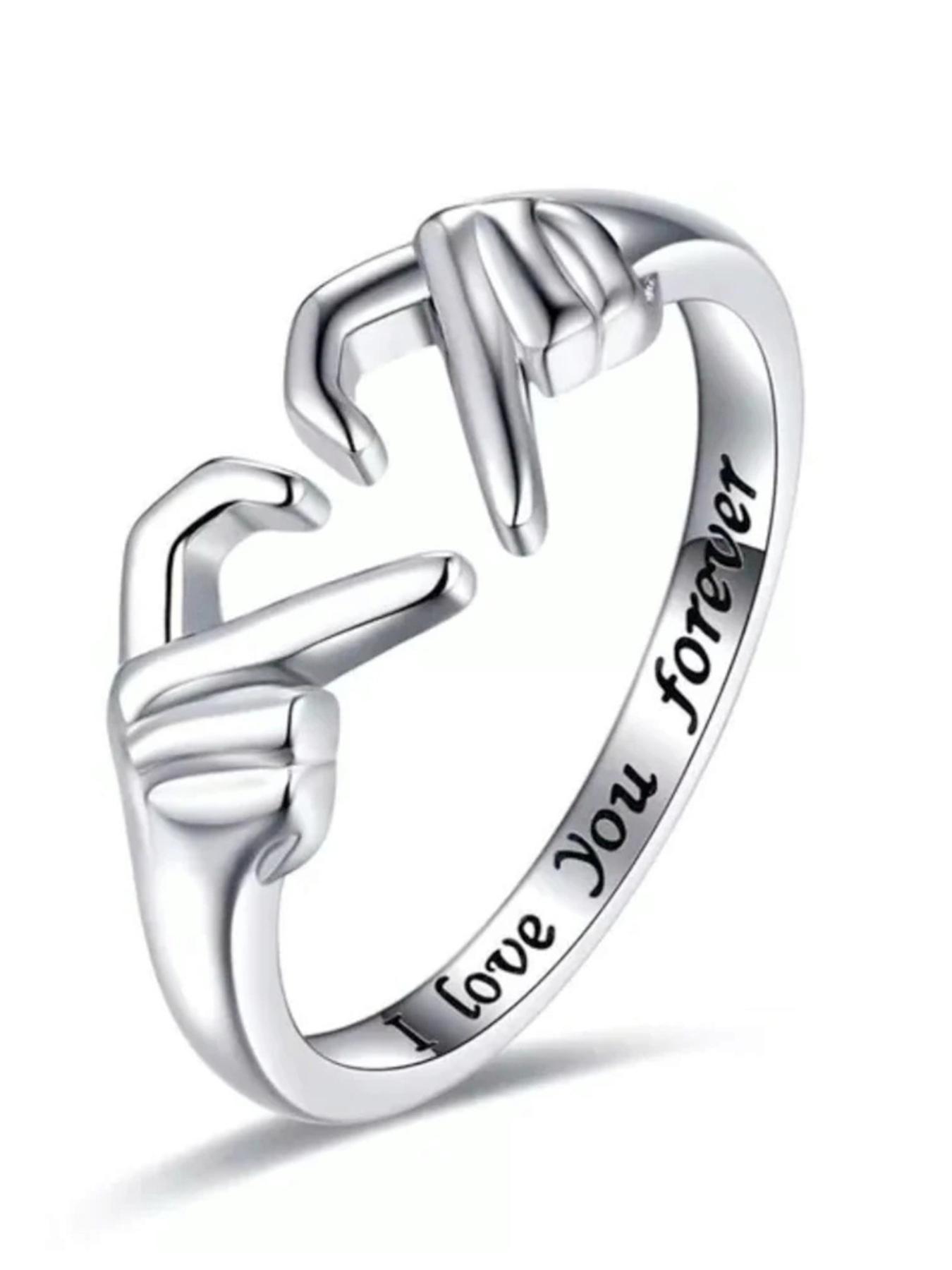 Mother's Day Gift Letter & Wing Design Cuff Ring, Commemorative Ring, Fashionable Jewelry for Women, Elegant All-match Fashion Accessories for Daily Wear