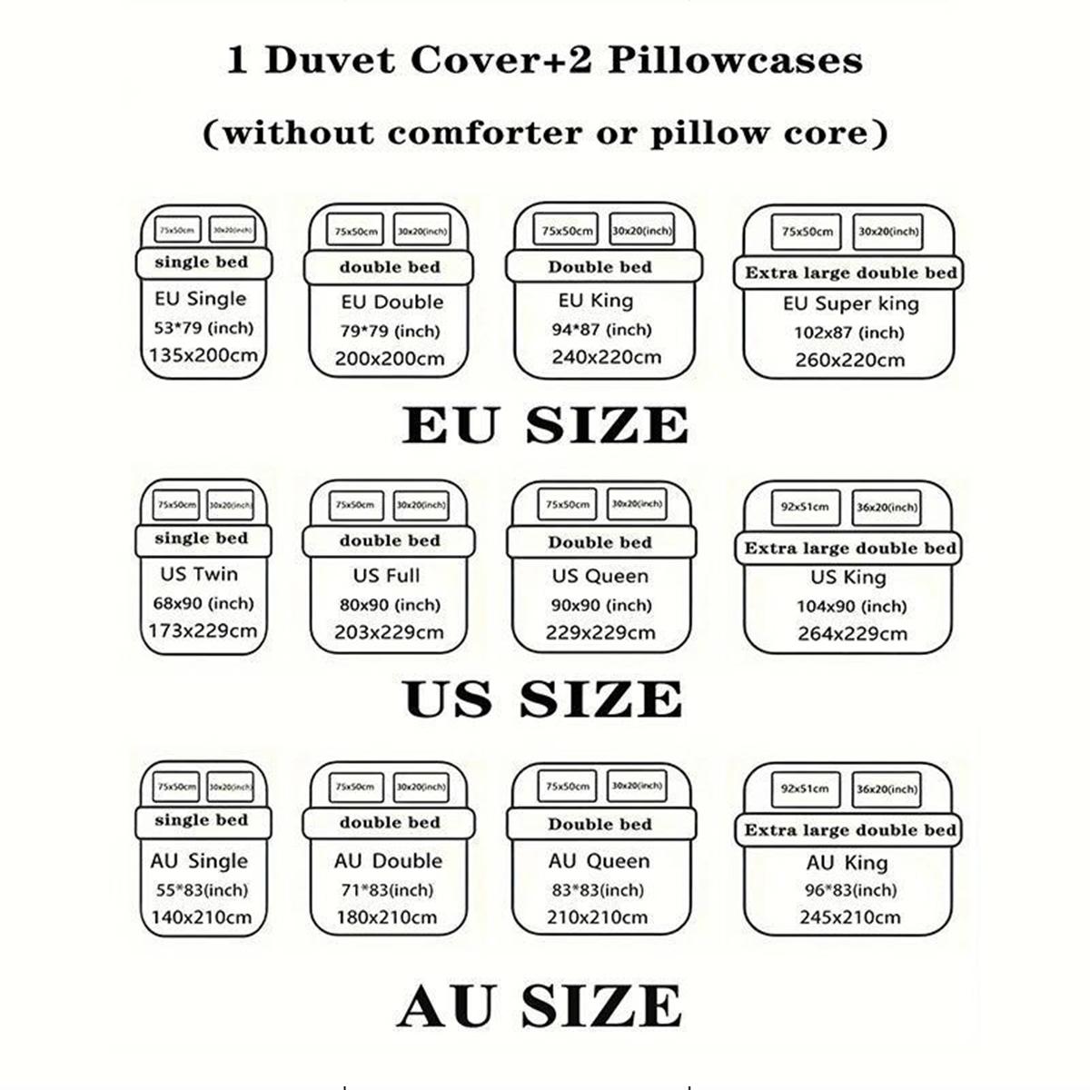 3pc Pink and Blue Heart Digital Print Duvet Cover Set, Bed Sets Supplies, includes 1 duvet cover and 2 pillowcases, suitable for single, double, queen beds, bedrooms, guest rooms, dormitories, hotels