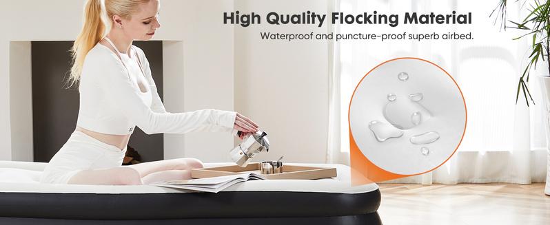 RIMIKING  Premium Air Mattress with Built-in Electric Pump,Size Variants,High Weight Capacity,Built-in Electric Pump,Ergonomic Design,Ergonomic Design,  QDC