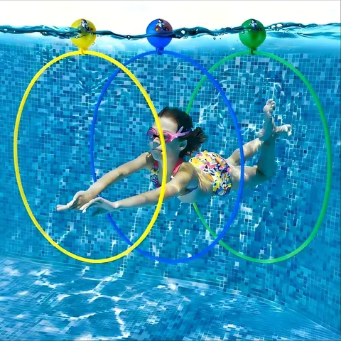 Underwater Swim Ring Diving Floating Toy, 3-Piece Inflatable Pool Dive Rings, Summer Swimming Pool Training Rings, Outdoor Swimming Toy, Fun Pool Floats