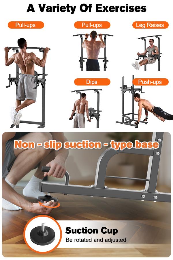 RELIFESPORTS Power Tower Pull Up Bar Heavy-Duty Dip Station Adjustable Height 10 Levels for Home Gym Strength Training Multipurpose Arm Shoulder Exercise Equipment Vertical Knee Raise Core SpringStatements