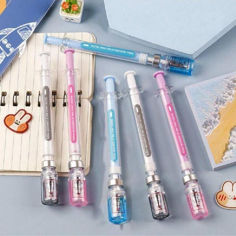Creative Syringe Shaped Gel Pen, 1/3 Counts Portable 0.5mm Multi-purpose Writing Pen, Modern Funny Writing Pen, Unique Pens for Students Office Workers, Funny Teacher Pens, Writing Markers Supplies, Office Stationery & Supplies