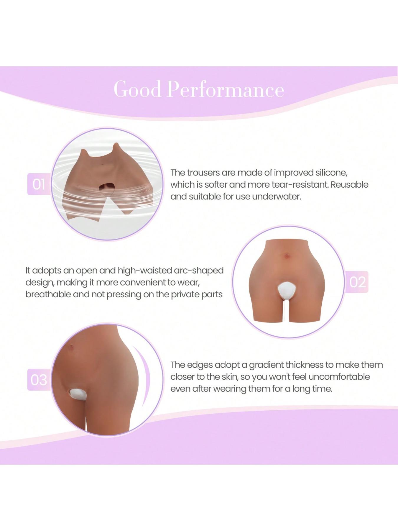Bestselling European And American Brown Silicone Butt Lifting Open-Crotch Pants, Sexy Realistic Thickened Silicone Fake Buttocks Shapewear To Create Buttock Curves