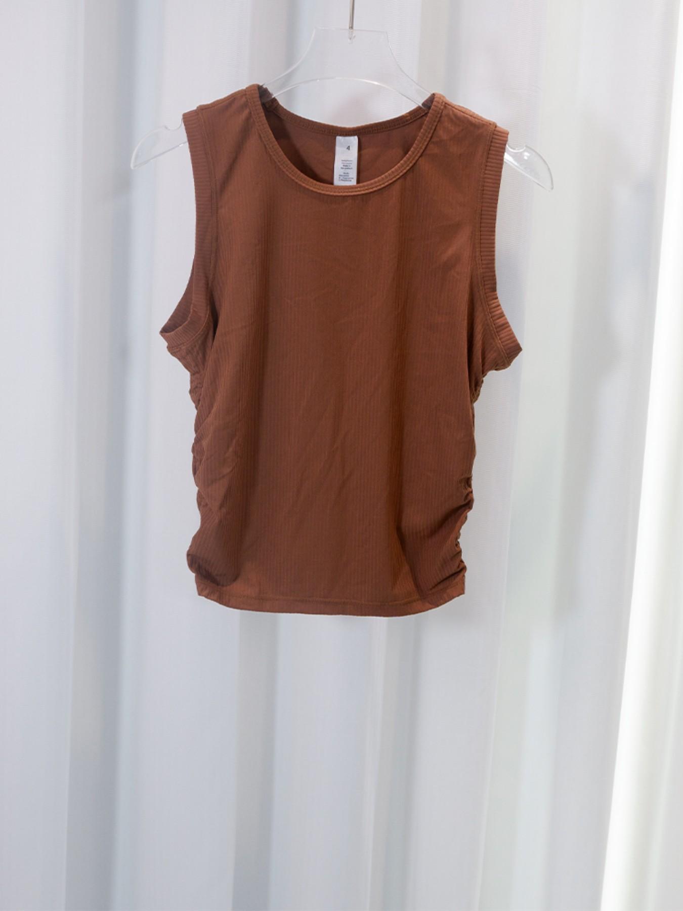 Nyxalulu Summer Yoga Top, Ribbed Sleeveless Tank, High Waist Slim Fit, Quick-Dry Sportswear, Casual Workout Tee, Pilates Apparel