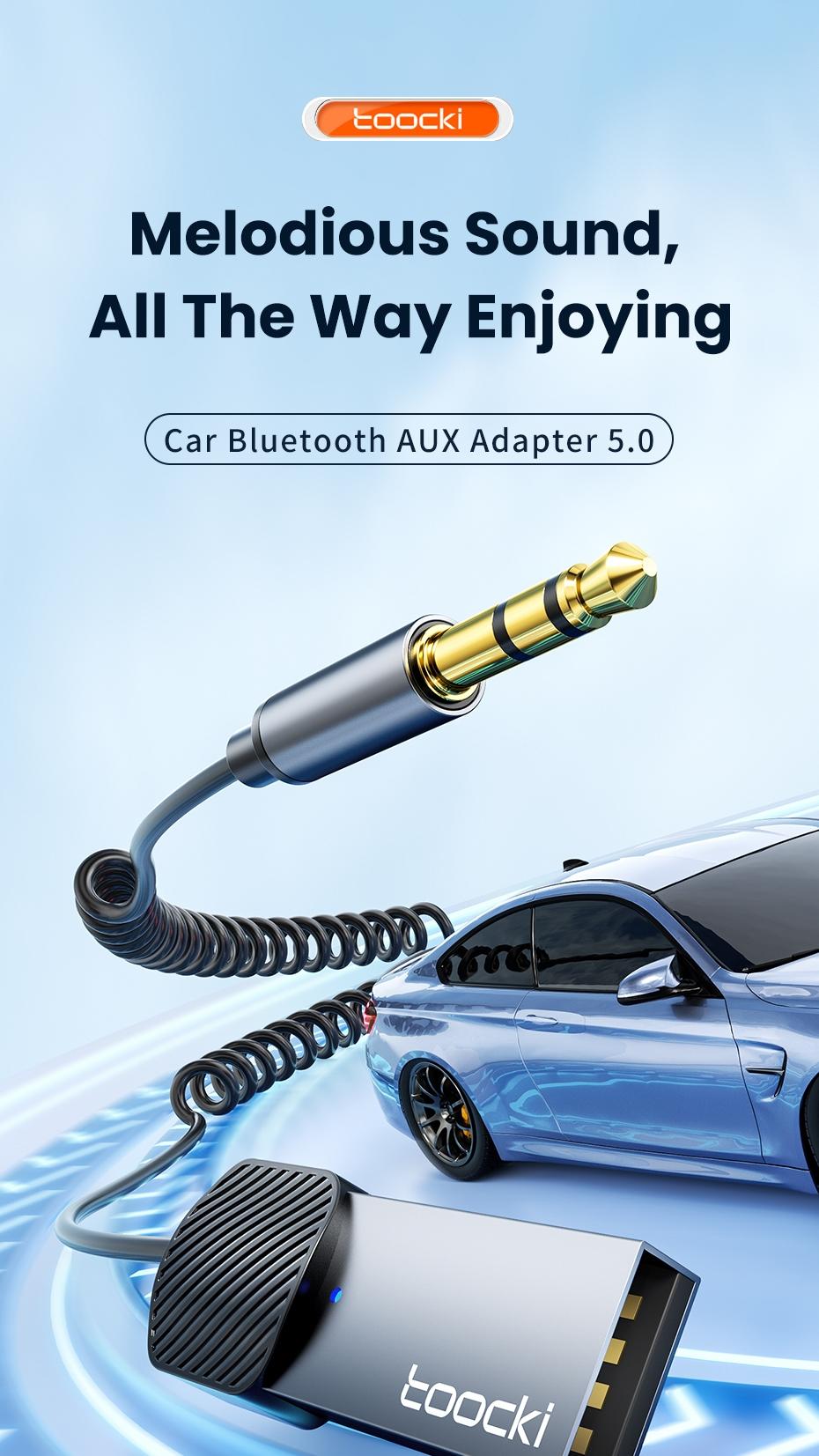 Toocki Wireless Audio Receiver Adapter, Bluetooth-compatible 5.4 Aux USB to 3.5mm, Hands-Free Mic, Car Audio Jack, Mono Output, 3.5w Power Consumption