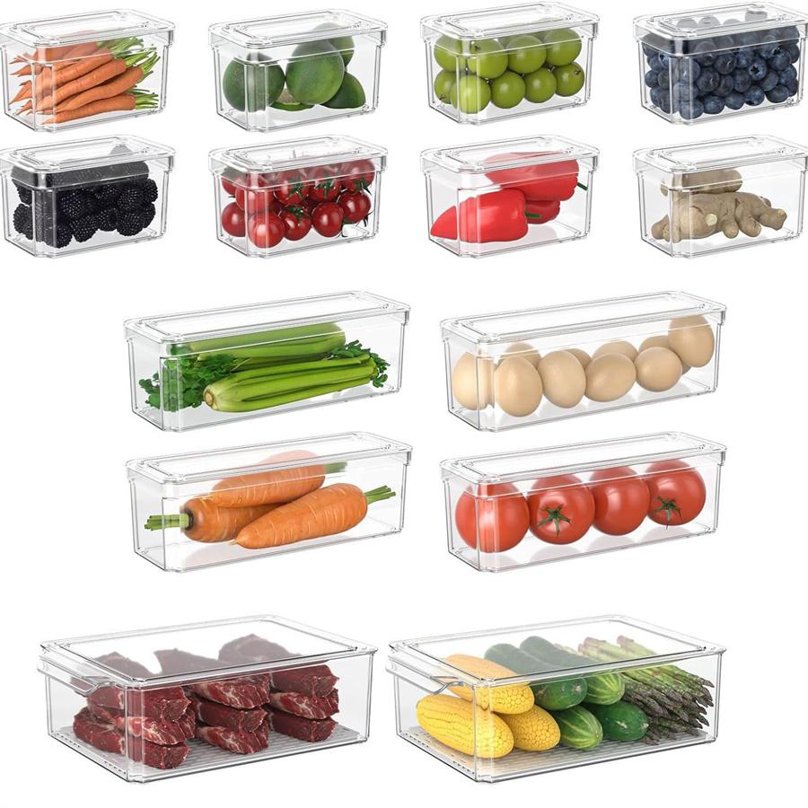 ✨Clear Storage Boxes, Kitchen & Fridge Organizing Must - haves✨ Tired of a messy kitchen/fridge? These stackable clear boxes maximize space, smooth edges. BPA - free, freezer Fridge Storage Organizer