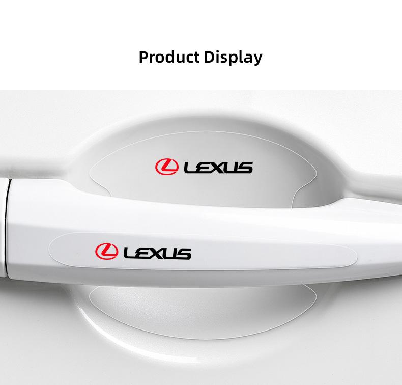 8Pcs Transparent Car Emblem Door Handle Protector Stickers Protection Film Accessories For Lexus IS500 LS460 RC200 LM300 RX450 LX NX350h LC UX CT RZ450e RC300 GX400 GS200t GS300h LS600 RX300 TX LBX HS250