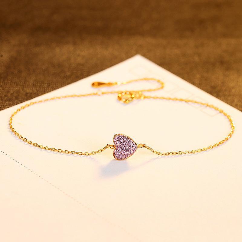 EAMTI 925 Sterling Silver Cubic Zirconia Pink Love Bracelet Gifts for Women Birthday/Anniversary Day/Valentine’s Day