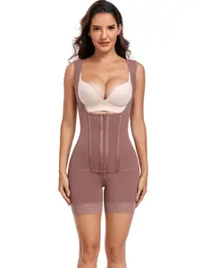 Women's High Waist Shapewear Set, Plain Zipper Bodysuit, Abdominal Control & Butt Lift, Seamless One-Piece, Casual Daily Wear