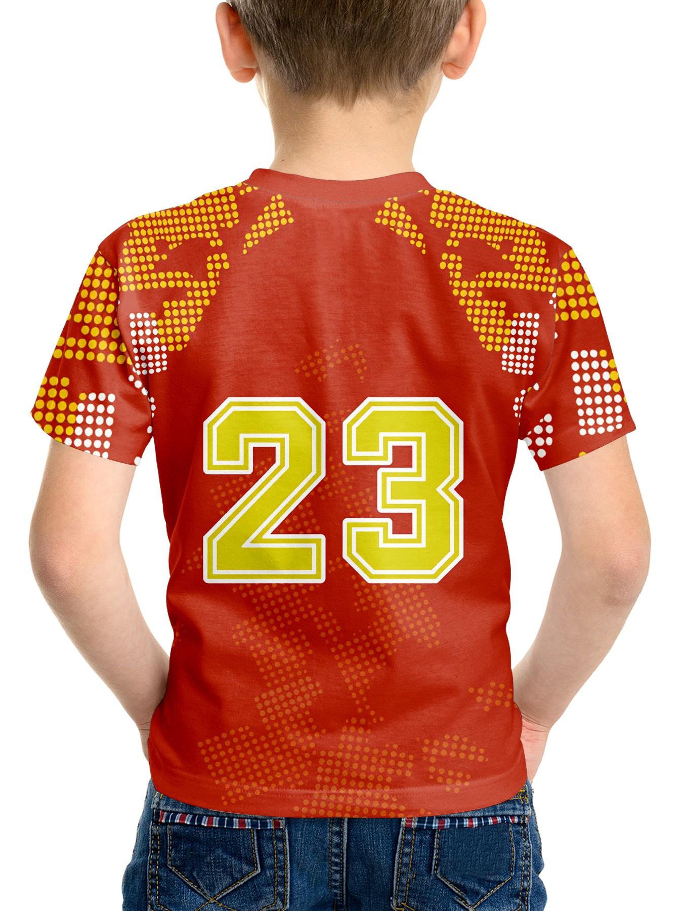 23 Number Kids Football Jersey, Bullfighter Army Boys' Sports T-Shirt, Teenager Fan Short Sleeve Soccer Shirt, Casual Geometric Pattern