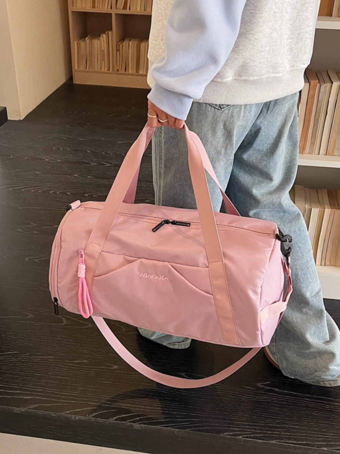 2026 New Simple Cylindrical Sports Fitness Bag, Large Capacity Short Trip Travel Bag, Yoga Dance Waterproof Storage Bag, PU Material, Workout Sport Bags, Sports Bags