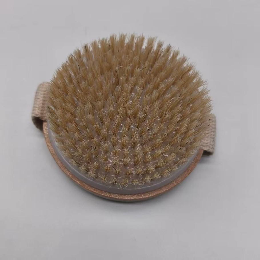 Solid Wood Pig Bristle Bath Brush, Body Dry Brush, Skin Cleaning Brush, Massage Fat Brush, Exfoliating Bath Brush, Natural Hair Brush