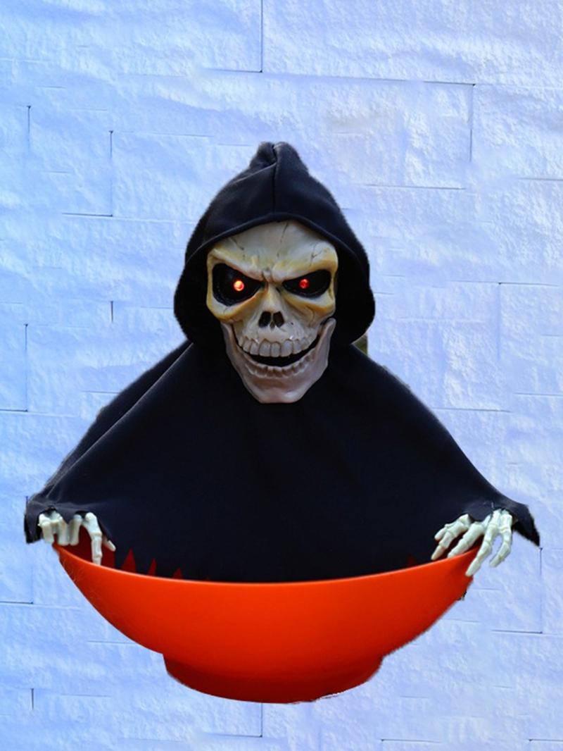 New Halloween Electric Light Control Induction Fruit Plate Ghost Decoration Prop, Prank Gag Gift, Fun Party Accessory