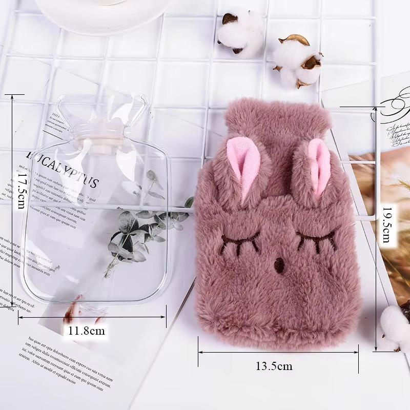 1PC Portable plush rabbit warm handbag Removable and washable water injection hot water bag Stress pain relief therapy