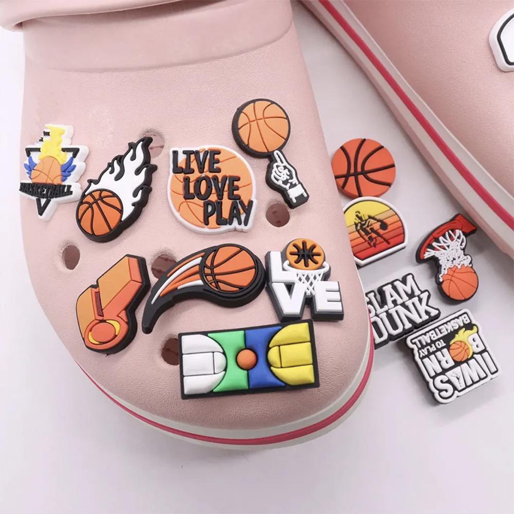 24-Piece Basketball Series PVC Shoe Charms For Bubble Slides Clogs Sandals,PVC Shoe Decorations Accessories Buckle For Christmas Birthday Gifts