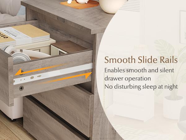 FOTOSOK White Nightstand with 3 Drawers, White Bedside Table Night Stand, Sofa Side Table 3 Drawer Nightstand for Bedroom