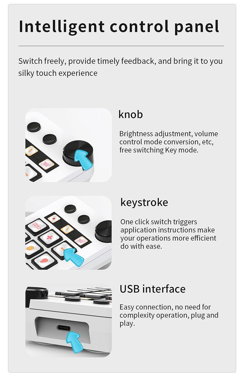 AJAZZ N1 Mini Series Streaming Console Multi functional Visualization Customization One click Open Intelligent Adjustment Rotation Shortcut Key Multi audio Control Integrated Live Console Anchor Essential Desktop Helper Live Assistant