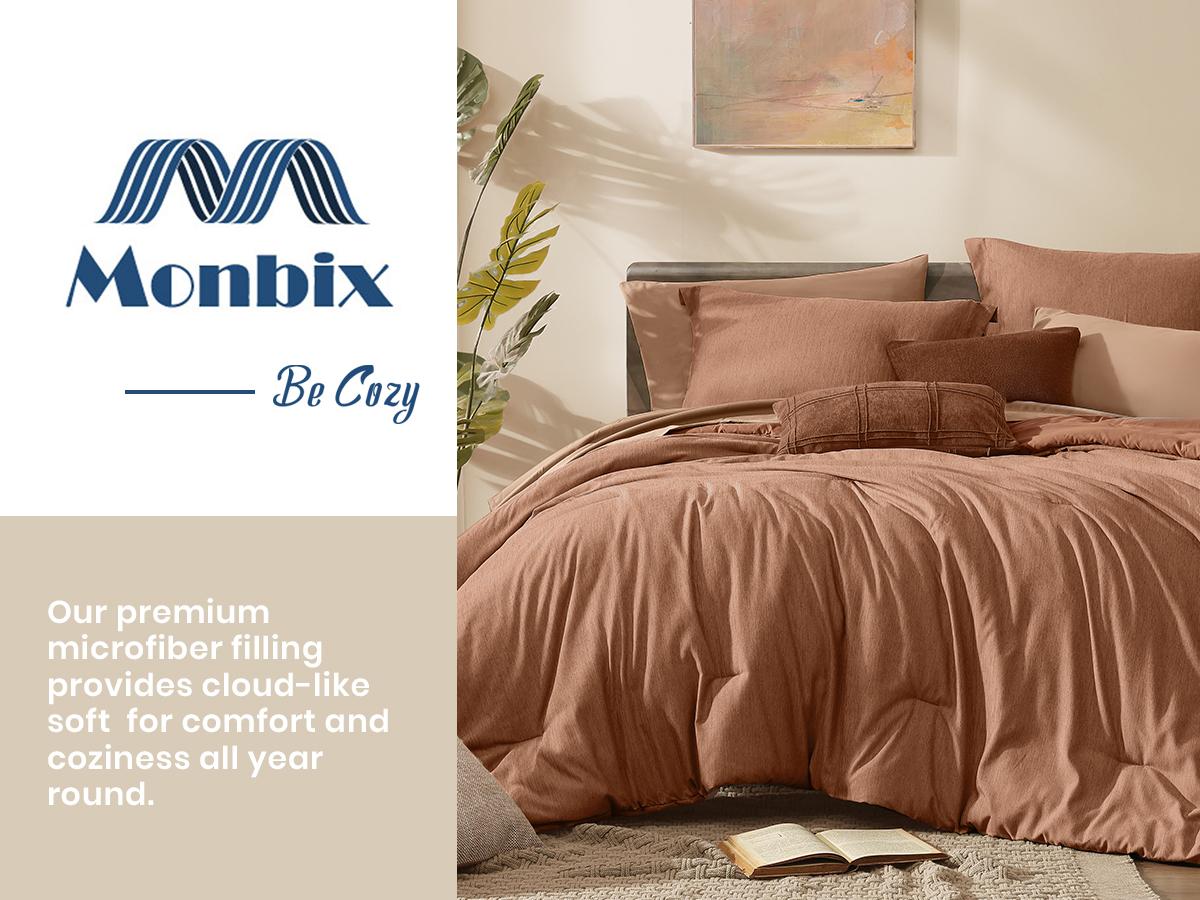 Monbix Queen Comforter Set - 7 Pieces Cationic Dyeing Olive Green Bed in a Bag Queen Bedding Sets with Comforter, Sheets, Pillowcases & Shams, Reversible Bedding Comforters Sets