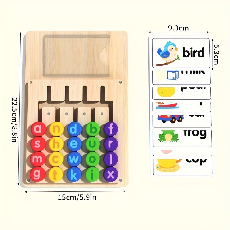 Letter Spelling Learning Board + 12 Double-Sided Word Cards (Total of 24 Words) |     Educational Toy for English Phonics Introduction