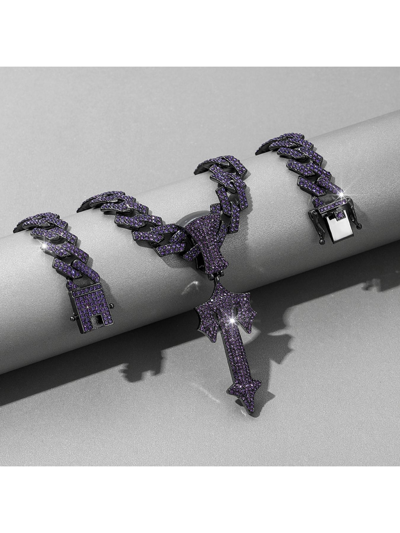 Purple large sword pendant, European and American hip-hop style alloy men's sword necklace
