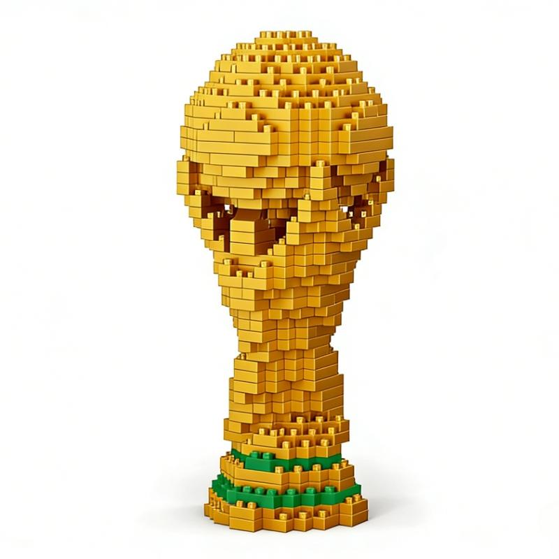 World Cup trophy gift box set for football fans, mini building blocks for children, Children's Day, Christmas and birthday gifts