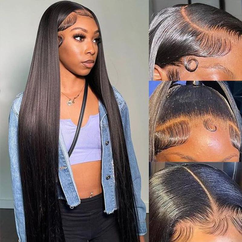 Dachic Hair 13x6 HD Lace Frontal Straight Wigs Human Hair 180 Density HD Transparent Lace Front Wigs Human Hair Pre Plucked Lace Frontal Body Wave Wigs Natural Black Color  for Women