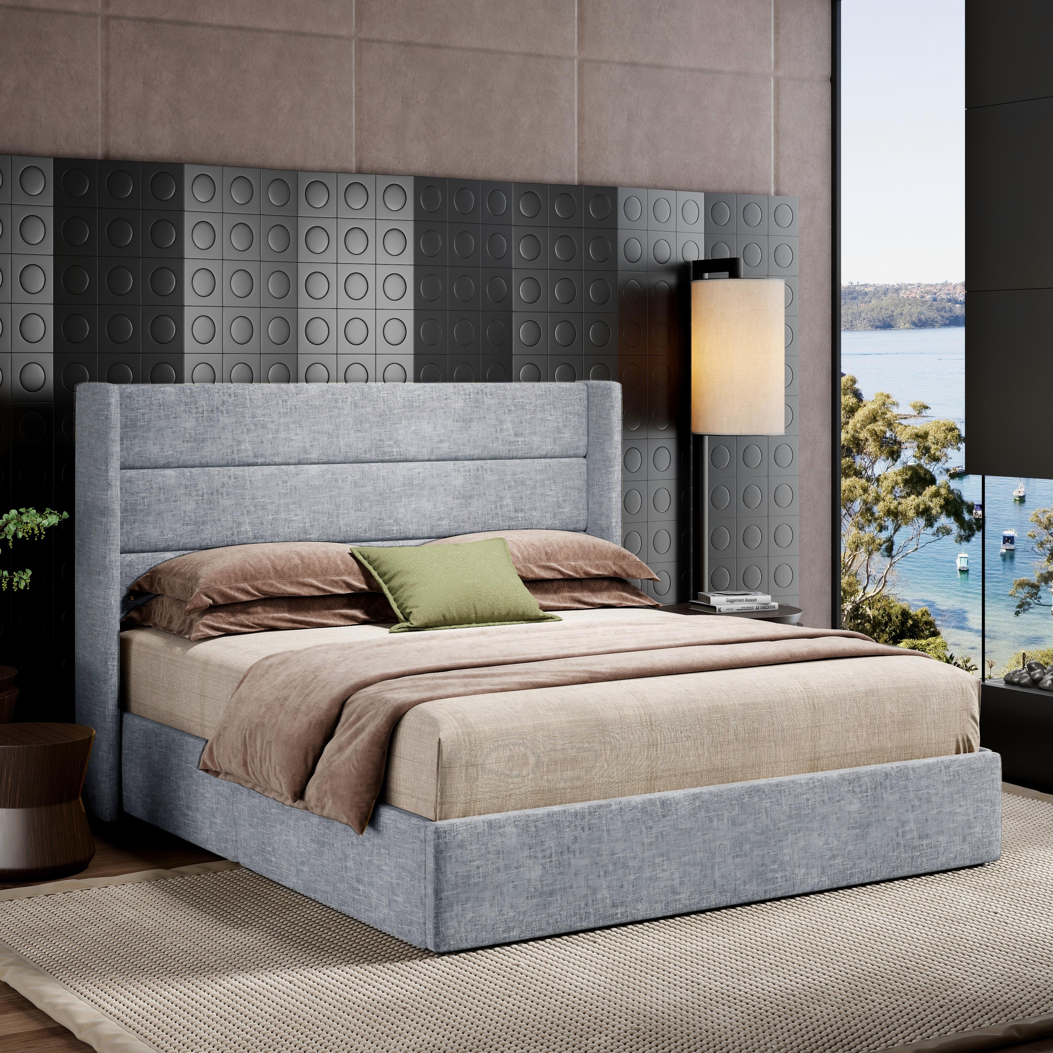 MUTICOR Gas Lift-Up Storage Bed Frame, Linen or Velvet Upholstered Headboard,No Box Spring Needed,Solid Wood Slats,Full/King/Queen Size Bed Frame#TikTokShopBlackFriday #ChristmasGifts