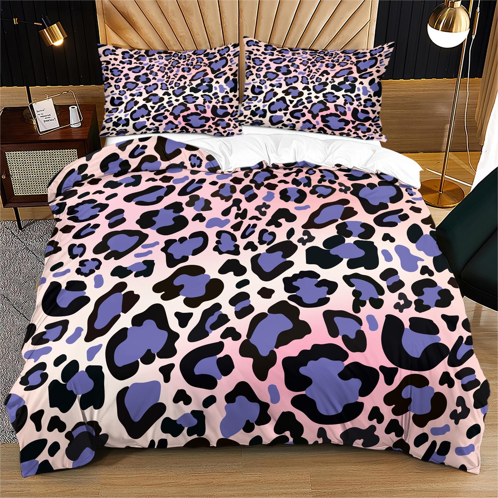 2/3 Pcs Vintage Leopard Print Duvet Cover Set (without Filling And Pillow Insert), High-Density Skin-Friendly Smooth Fabric, Deep Pocket Snug Fit, Versatile Bedding for Bedroom And Homestay