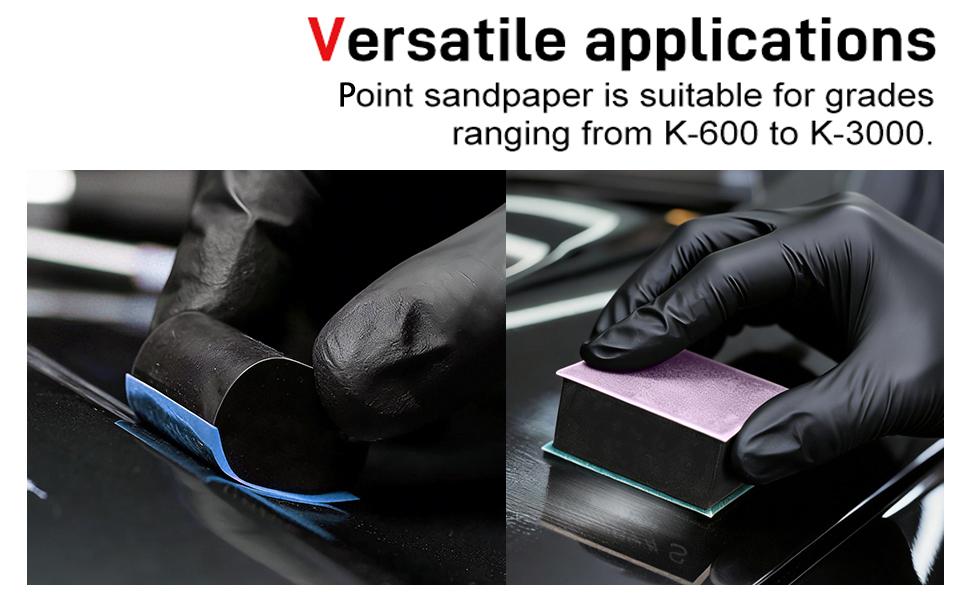 8-Cut Block Sanding Sheets, Adhesive Detail Sanding Paper for Nibs, Runs and Imperfections, K600 - K3000, 25 Sheets + 1 Block