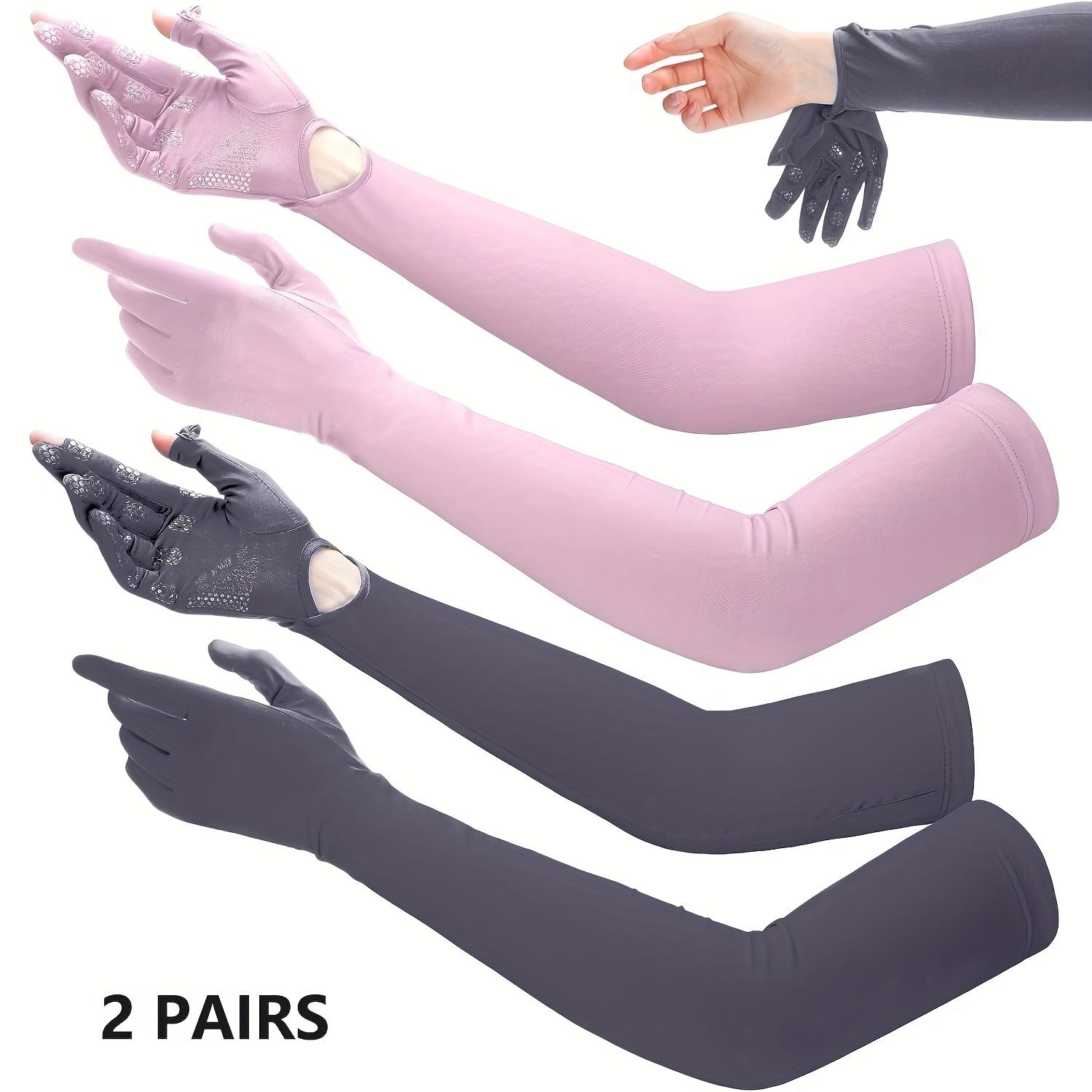 2 Pairs Long Arm Gloves for Men & Women, Touch Screen Compatible, Sunshade Driving Gloves, Motorcycle Riding Gloves, Motorbike Gloves, Breathable & Lightweight, Anti-Slip Grip, Ideal for Outdoor Sports, Cycling, Hiking, Fishing and Daily